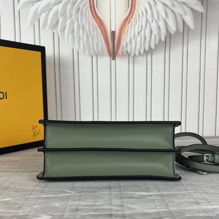 Cheap HOT Peekaboo In Fendi Calf Mini Green Cut Bag Leather 0714